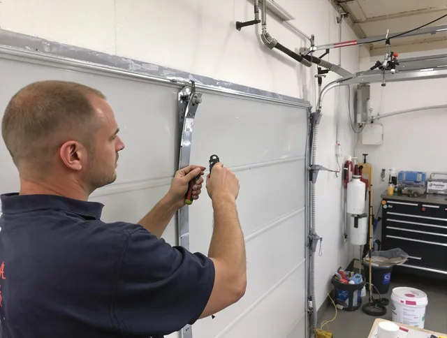 Before and after garage door dent repair by Davie Garage Door Repair in Davie