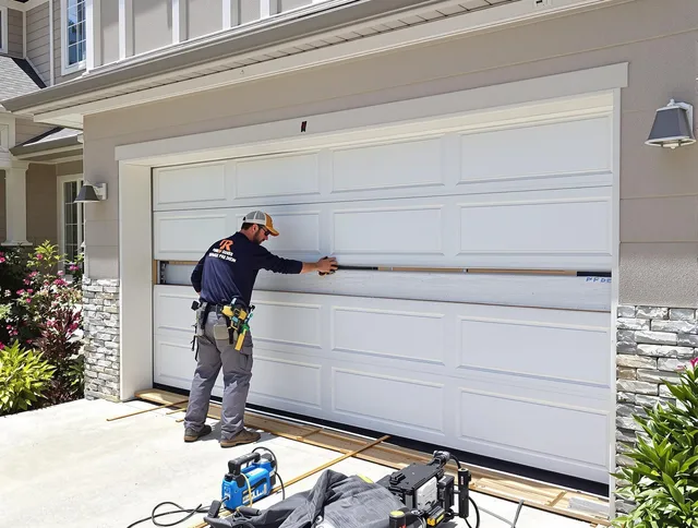 Davie Garage Door Repair team performing complete garage door replacement at Davie residence
