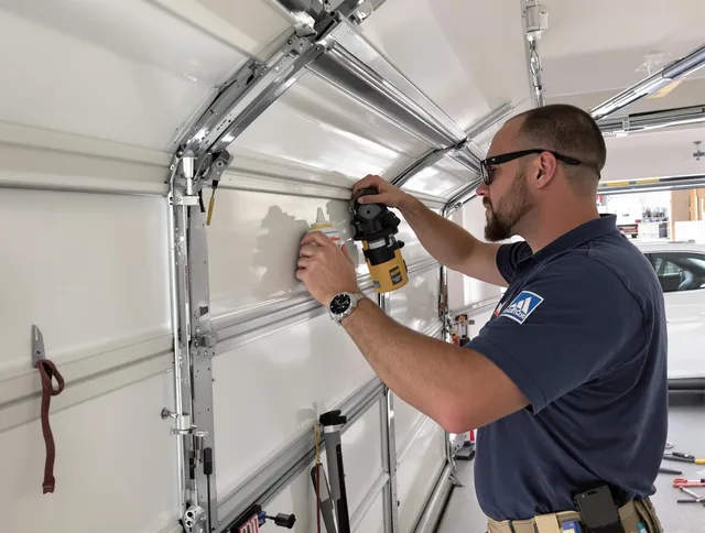 Davie Garage Door Repair technician quieting a noisy garage door in Davie