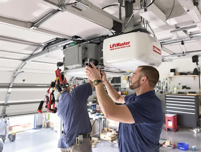 Davie Garage Door Repair technician performing advanced diagnostics on garage opener in Davie