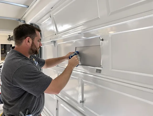 Garage door panel repair by Davie Garage Door Repair in Davie